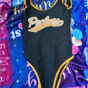 Packers  One Piece Swimsuit - Black and Gold